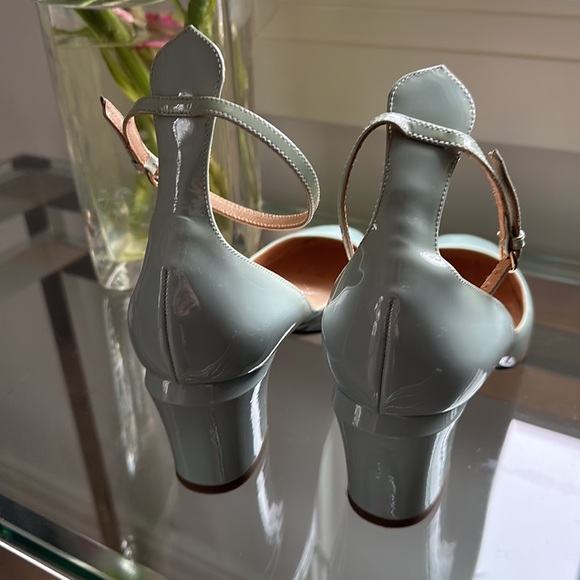 Valentino baby blue patent block heel with strap - Picture 7 of 11